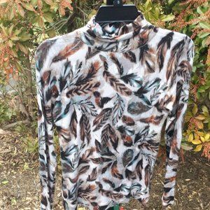 Context Fallen Leaf Print Turtle Neck Sweater